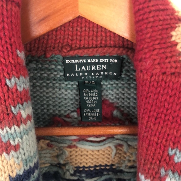 Lauren Ralph Lauren Southwestern Heavy Knit Cardigan Size Petite Small - Picture 3 of 8